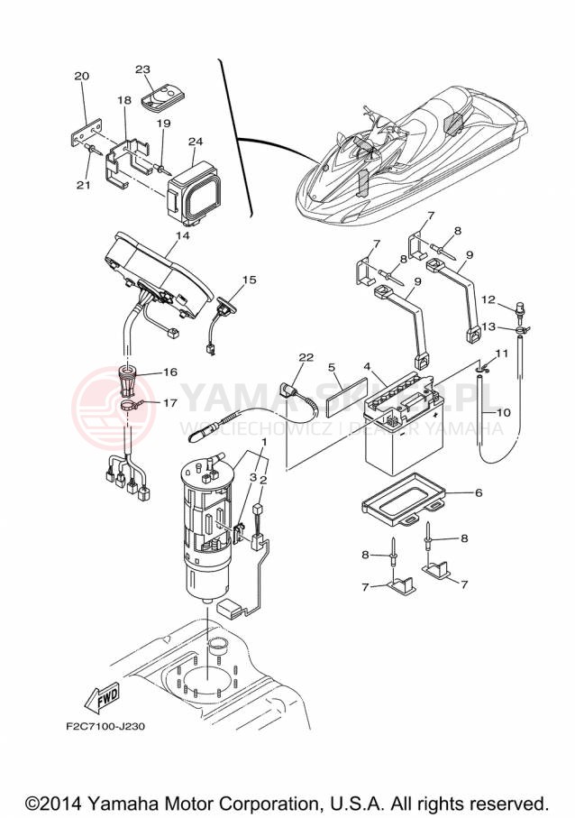 Schemat "układ elektryczny" do Yamaha WAVERUNNER FZR GX1800P