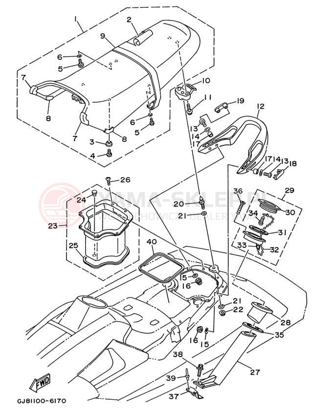Schemat "Siedzenie i schowek" do Yamaha WAVE RAIDER 1100 RA1100U