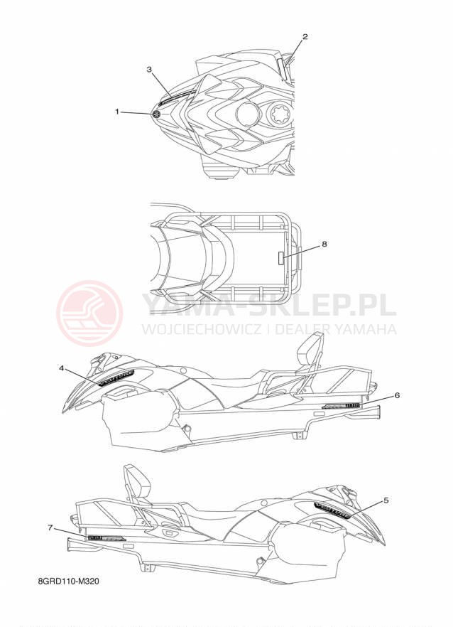 Schemat "naklejki" do Yamaha VENTURE MULTI PURPOSE PZ50MPFL