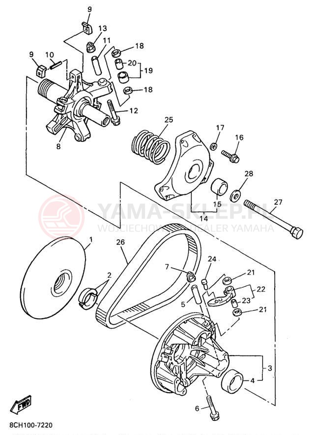 Schemat "PRIMARY SHEAVE" do Yamaha VMAX 600 SX VX600SXA/VX700SXA