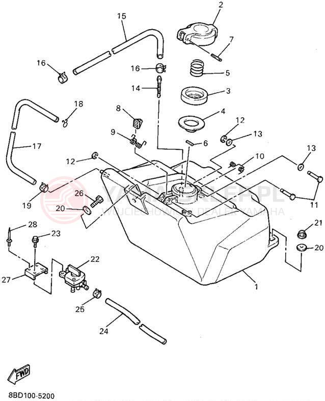 Schemat "zbiornik paliwa" do Yamaha BRAVO LT BR250TV