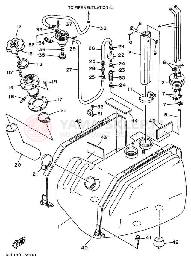 Schemat "zbiornik paliwa" do Yamaha WAVE RAIDER 760 RA760U