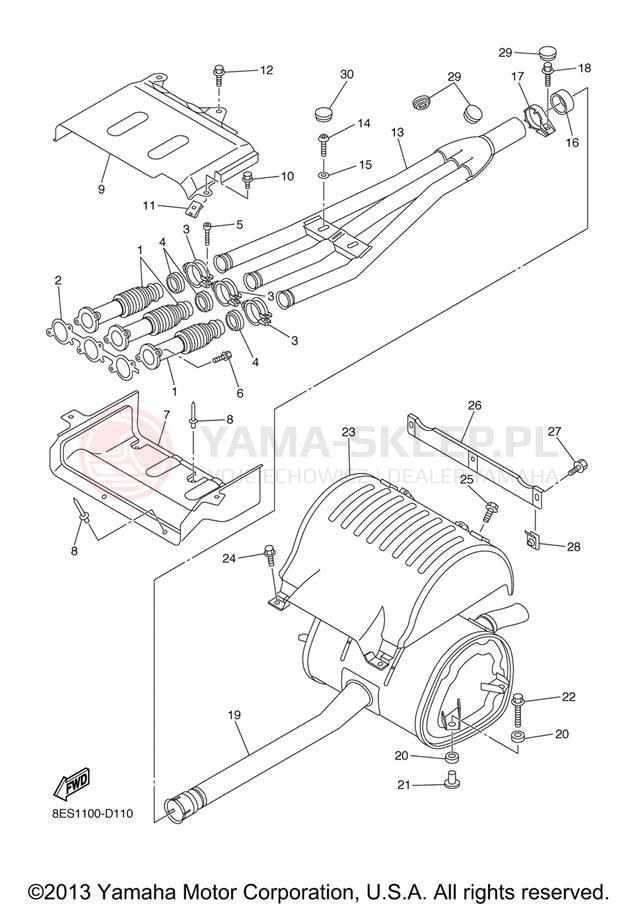 Schemat "Wydech końcowy" do Yamaha RS VECTOR RS90RXB/RS90GTXL