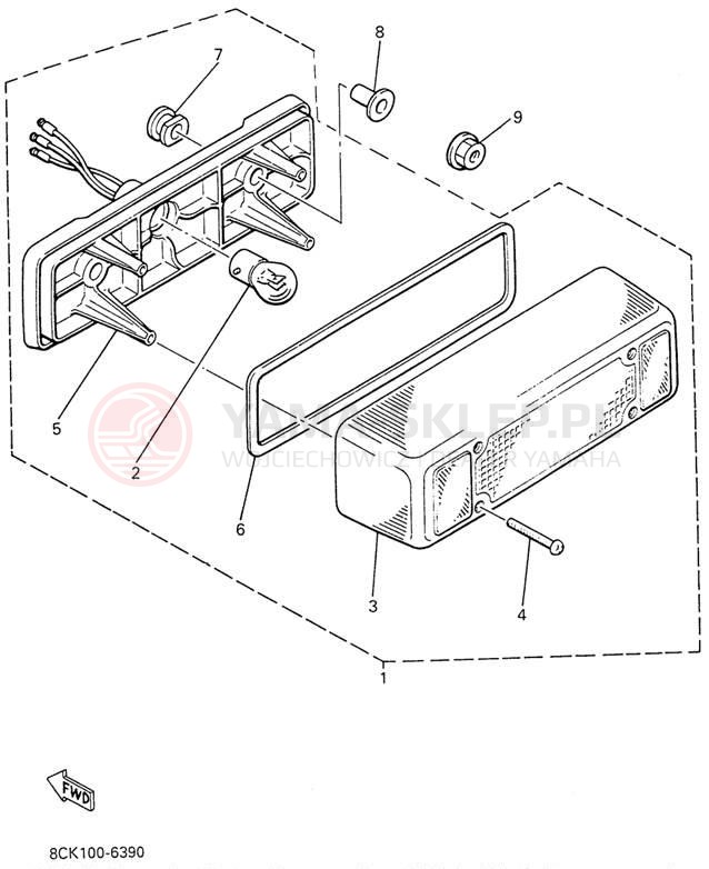 Schemat "lampa tył" do Yamaha VENTURE TR VT480TRW