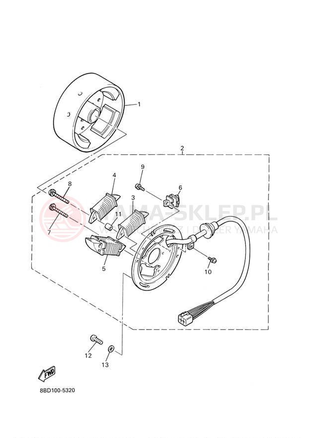 Schemat "prądnica" do Yamaha BRAVO BR250TW