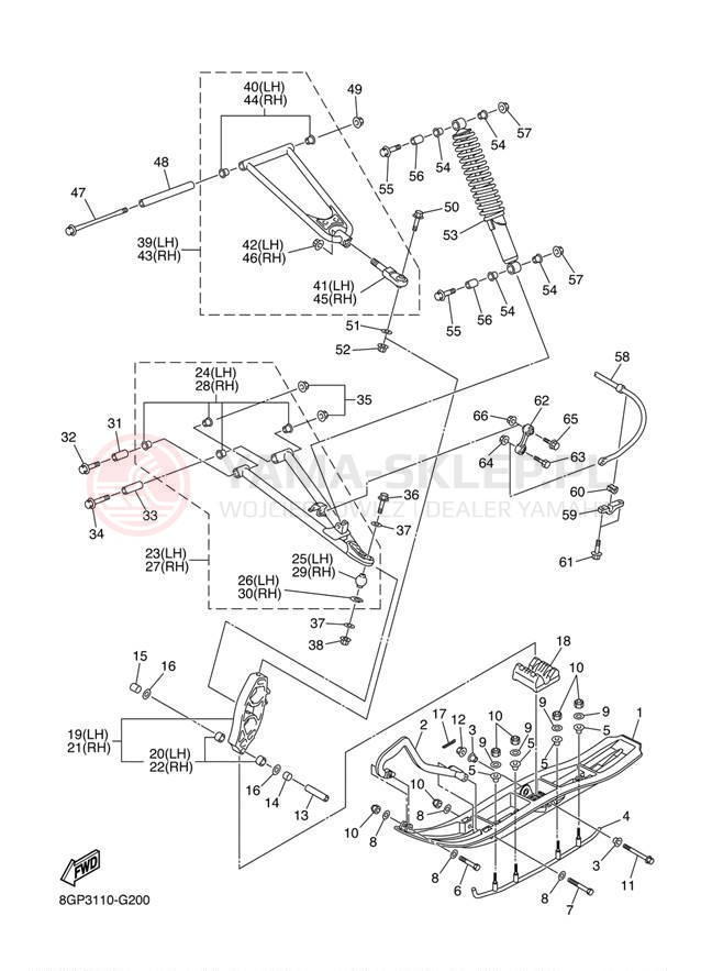 Schemat "płozy" do Yamaha PHAZER MTX PZ50MTYO/PZ50MTYW