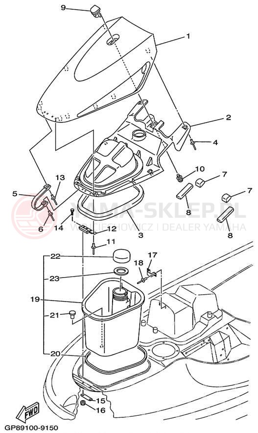 Schemat "ENGINE HATCH" do Yamaha WAVE RUNNER GP1200 GP1200X