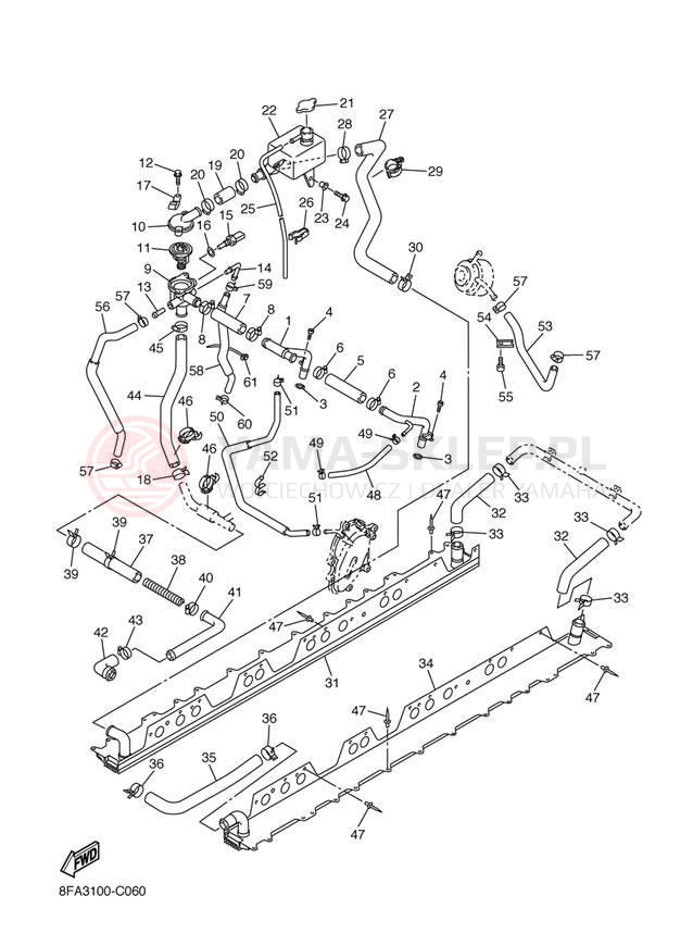 Schemat "Układ chlodzenia" do Yamaha RX-1 ER RX10RJ/RX10RSJ