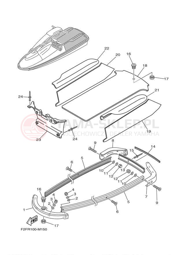 Schemat "GUNWALE - MAT" do Yamaha WAVERUNNER SUPER JET SJ700BN