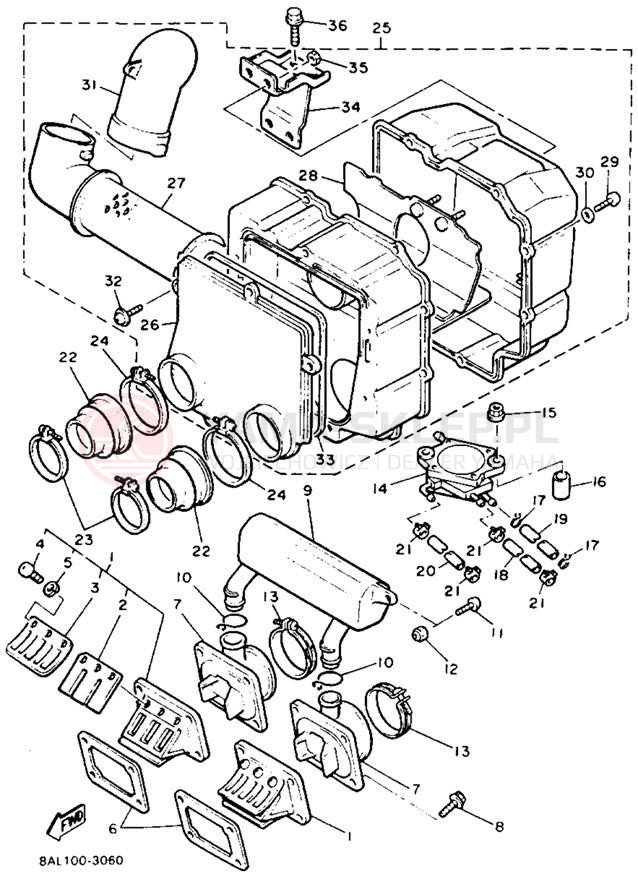 Schemat "Filtr powietrza" do Yamaha PHAZER II PZ480T