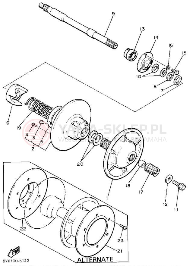Schemat "Przeniesienie napędu" do Yamaha SR540RSR