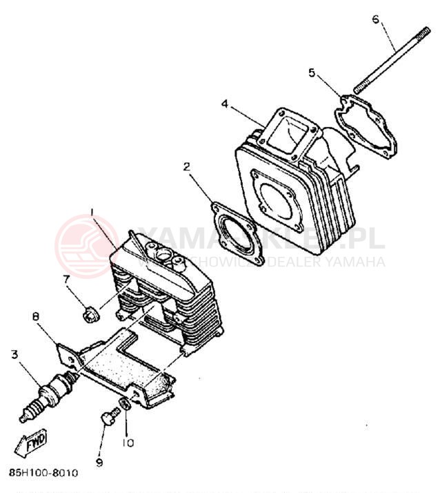Schemat "cylinder" do Yamaha SNOSCOOT (ELEC START) SV80EP
