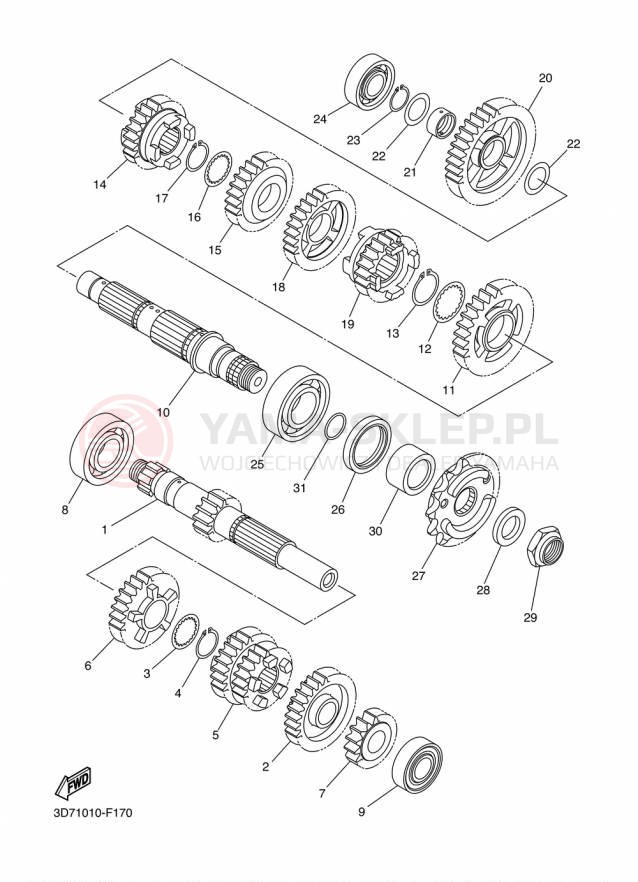 Schemat "Skrzynia biegów " do Yamaha WR250R WR25RF/WR25RFC
