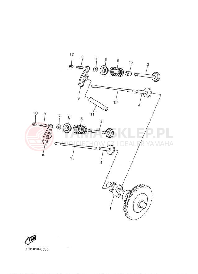Schemat "Wałek rozrządu, zawory" do Yamaha PRO HAULER 700 YXP700AT