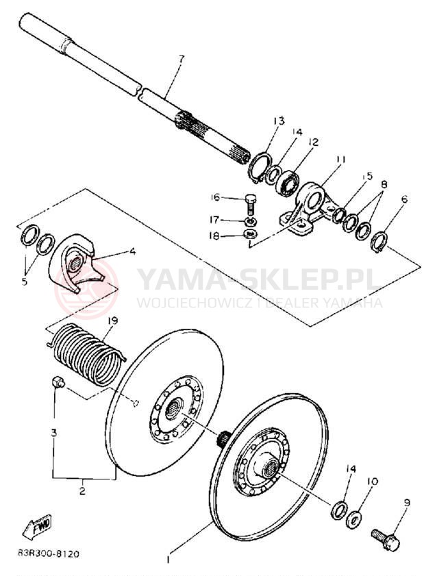 Schemat "Przeniesienie napędu" do Yamaha VK540 VK540EP