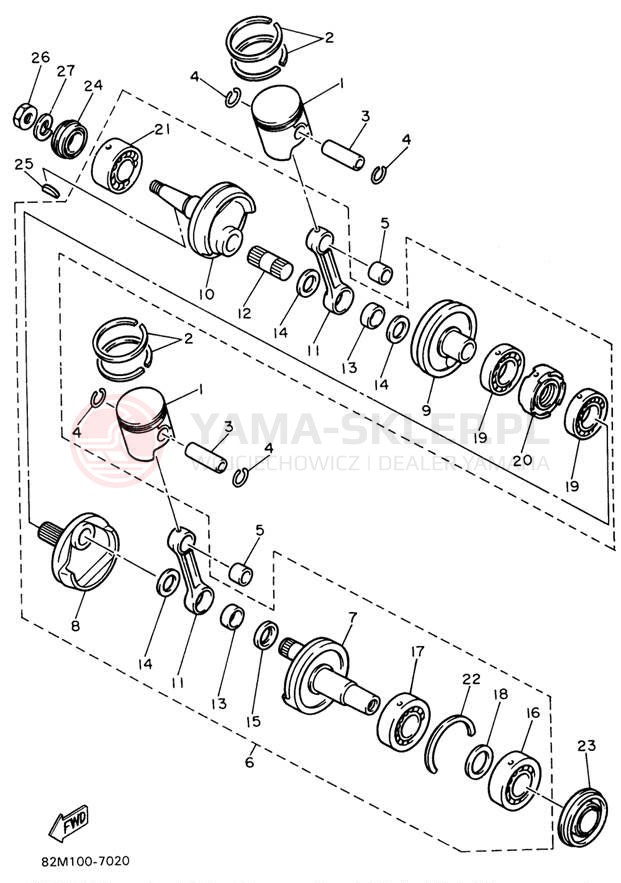Schemat "Wał korbowy, tłok" do Yamaha VMAX 500 DX VX500DXW