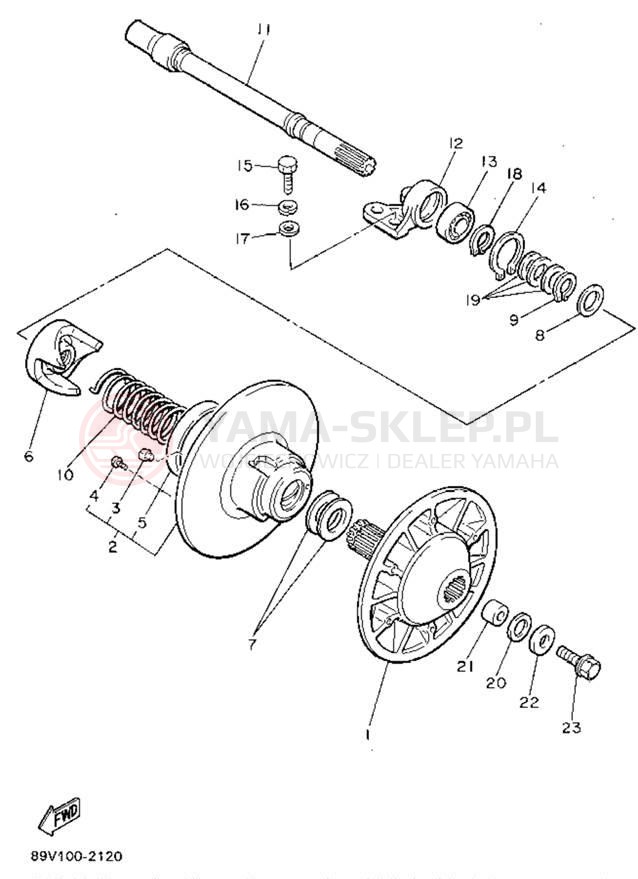 Schemat "Przeniesienie napędu" do Yamaha VENTURE XL VT480V