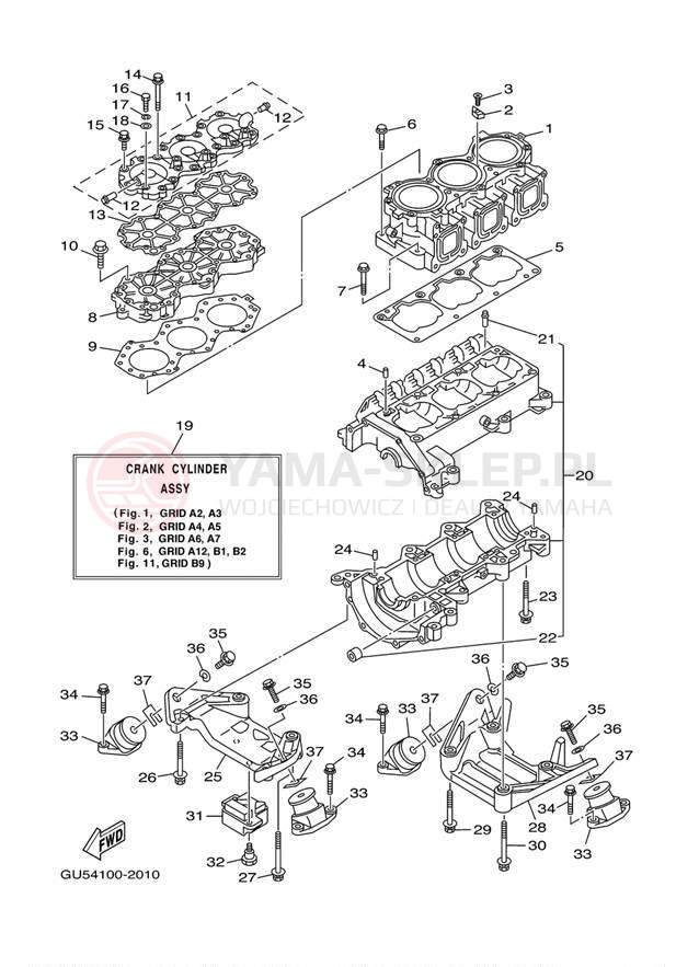 Schemat "Obudowa silnika - cylinder" do Yamaha SUV1200 SV1200B