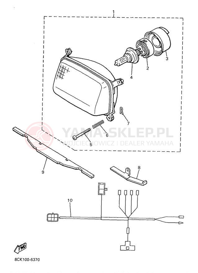 Schemat "Lampa przód" do Yamaha VENTURE TR VT480TRA