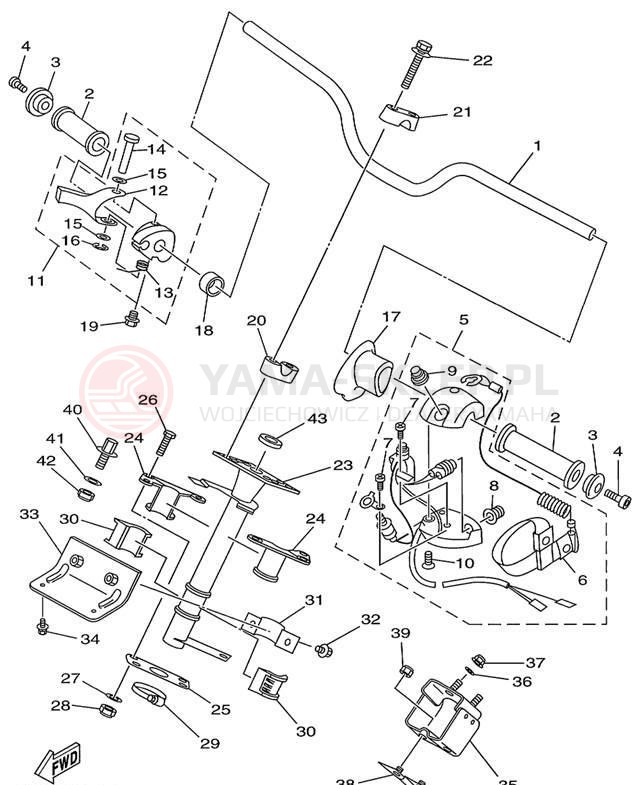 Schemat "Kierownica i osprzęt" do Yamaha WAVE RUNNER XL760 XL760X