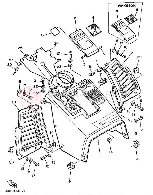 Schemat "INSTRUMENT PANEL" do Yamaha V-MAX VMX540J
