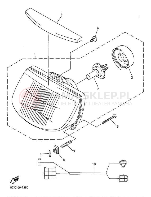Schemat "Lampa przód" do Yamaha MOUNTAIN MAX 700 MM700A/MM600A