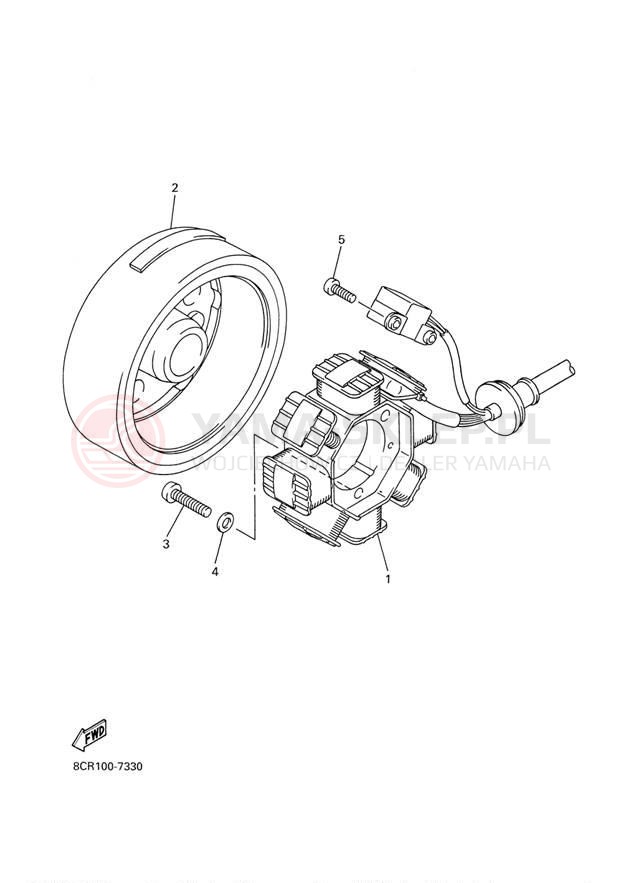 Schemat "prądnica" do Yamaha VENTURE 500 VT500D/VX500DXD