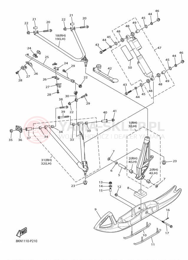 Schemat "płozy" do Yamaha SRVIPER R TX LE SR10RLFO