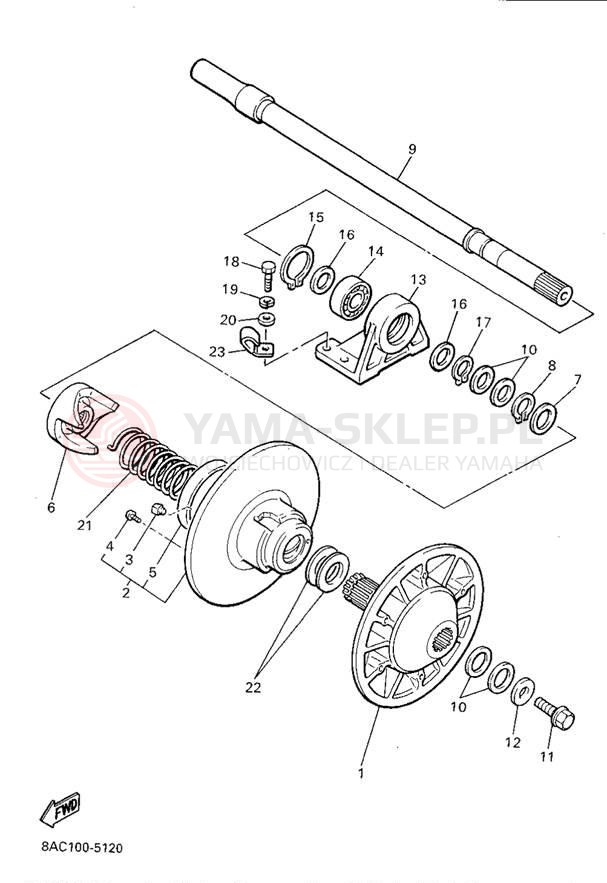 Schemat "Przeniesienie napędu" do Yamaha VK540 II VK540EV