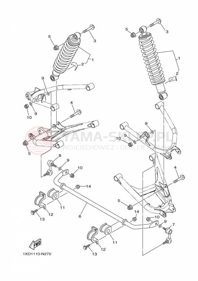 Schemat "zawieszenie tył" do Yamaha VIKING EPS SE YXM700PSFS