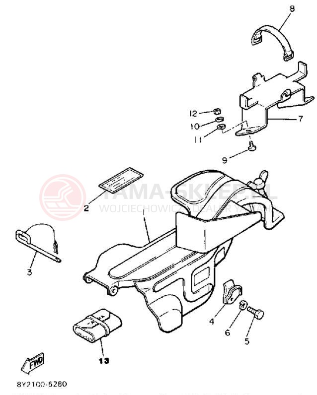 Schemat "GUARD - LUGGAGE BOX" do Yamaha EXCEL III EC340J