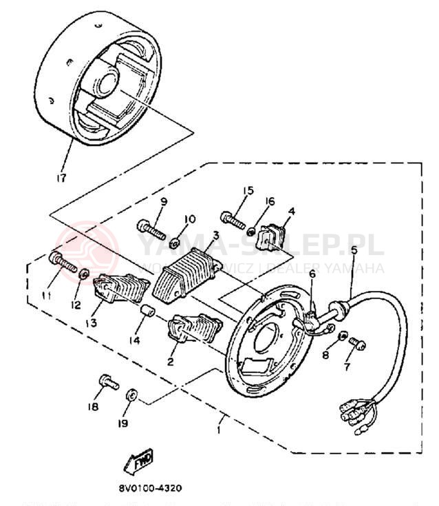 Schemat "prądnica" do Yamaha EXCEL III EC340J