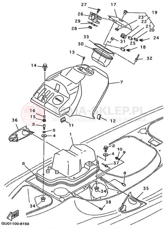 Schemat "ENGINE HATCH" do Yamaha WAVE RUNNER GP800W GP800W