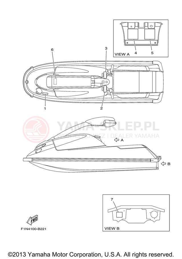 Schemat "naklejki" do Yamaha WAVERUNNER SUPER JET SJ700BJ