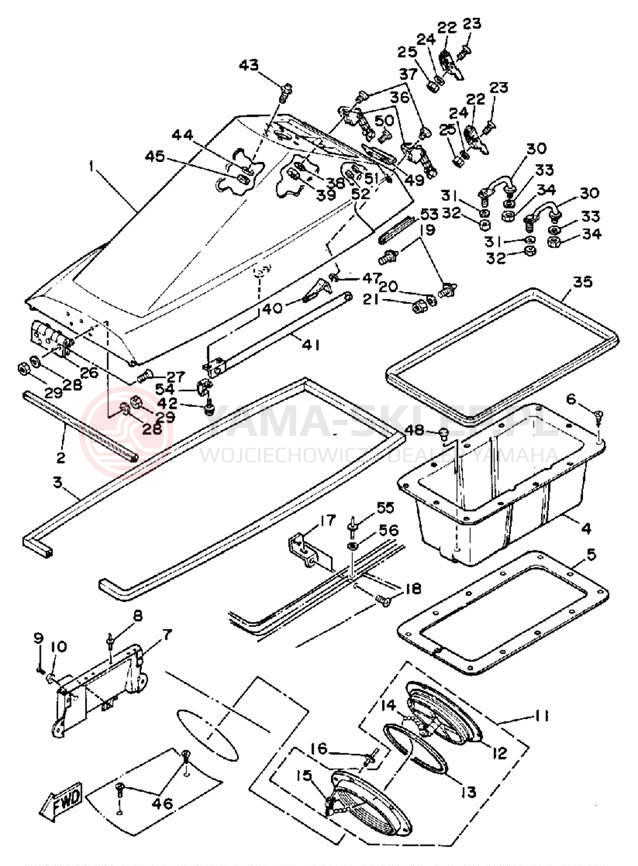 Schemat "HULL & DECK" do Yamaha WR650P
