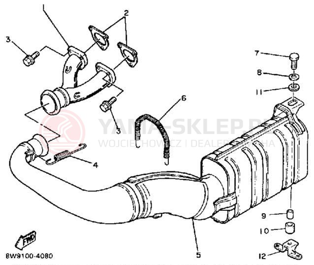 Schemat "Wydech końcowy" do Yamaha ENTICER 340 ET340K