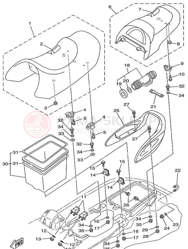 Schemat "Siedzenie i schowek" do Yamaha WAVE RUNNER XL760 XL760X