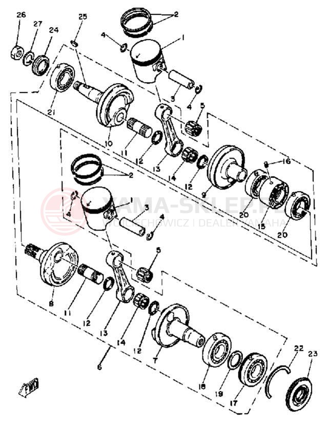 Schemat "Wał korbowy, tłok" do Yamaha EC540C