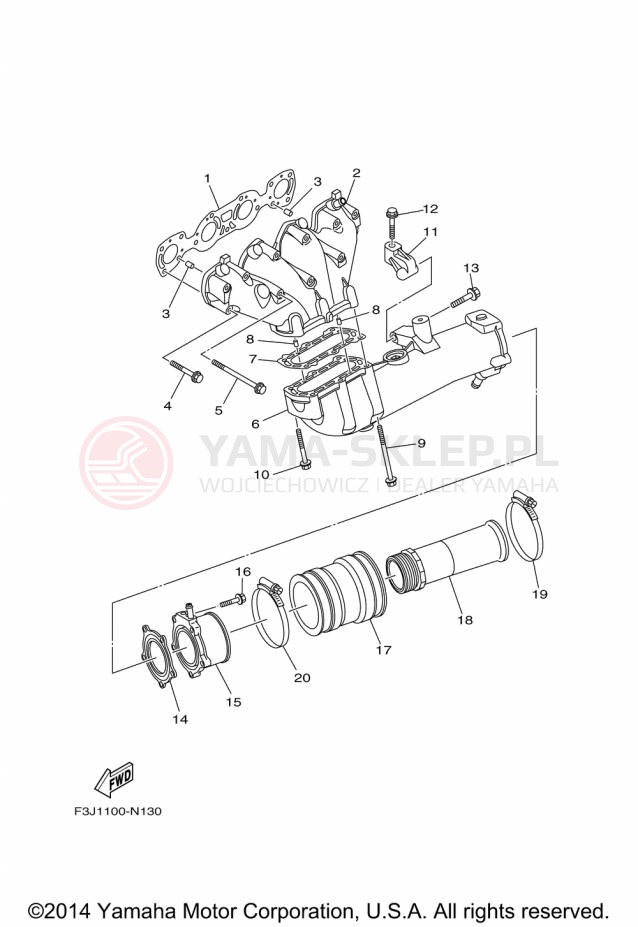 Schemat "wydech" do Yamaha WAVERUNNER FZR GX1800P