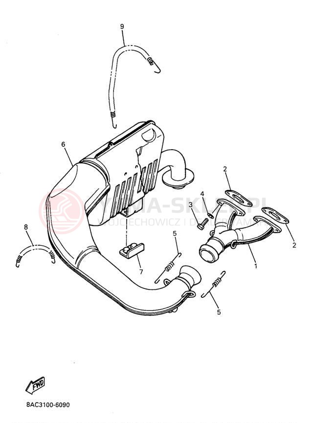 Schemat "Wydech końcowy" do Yamaha VK540 II VK540EA