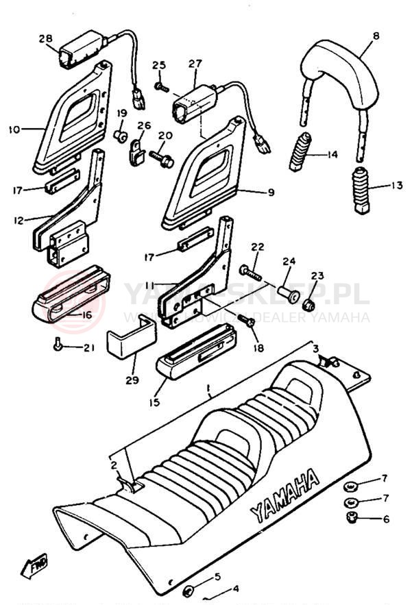 Schemat "siedzenie" do Yamaha VENTURE XL VT480T