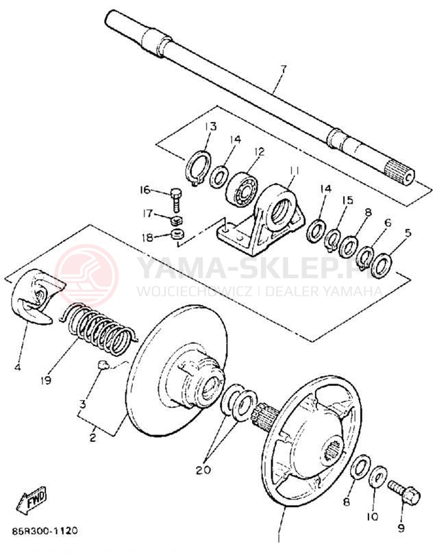 Schemat "Przeniesienie napędu" do Yamaha VK540 VK540ER