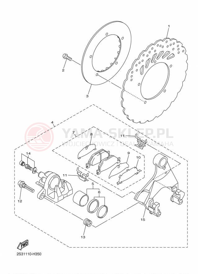 Schemat "Hamulce tył" do Yamaha VMAX VMX17FCR/VMX17FR