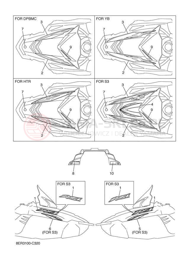Schemat "naklejki" do Yamaha RX-1 ER RX10RJ/RX10RSJ