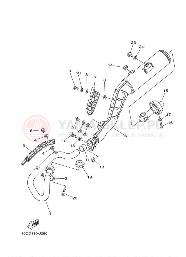 Schemat "Wydech końcowy" do Yamaha TW200 TW200F1/TW200F1C
