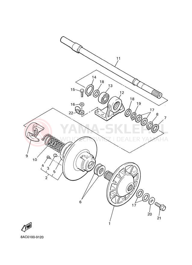 Schemat "Przeniesienie napędu" do Yamaha VK540 III VK540EJ