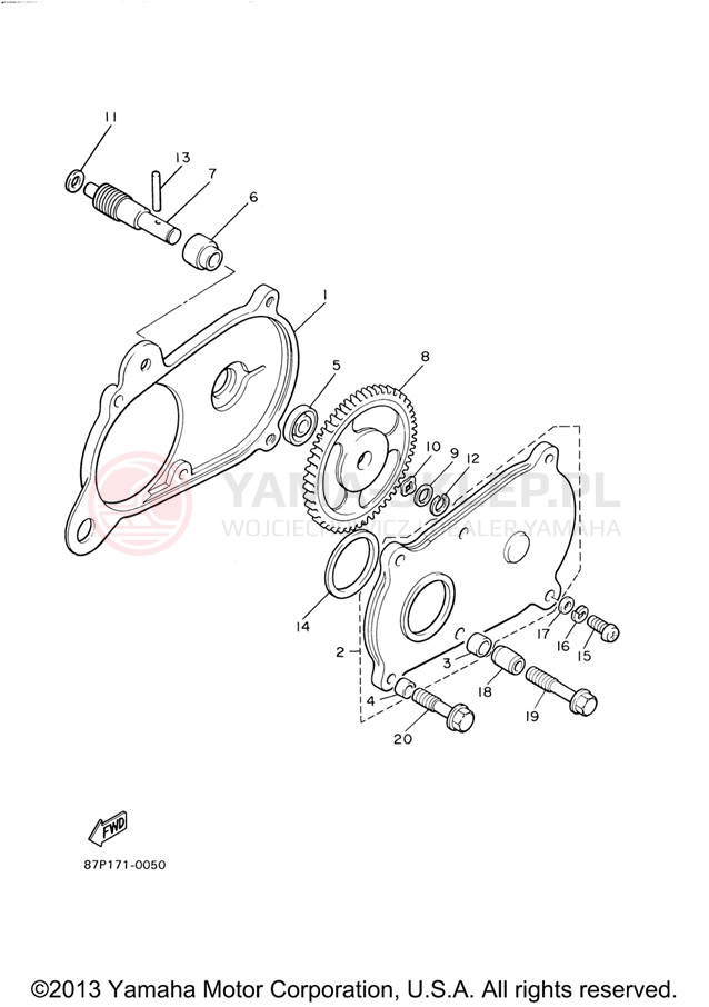 Schemat "przeniesienie napędu" do Yamaha BR250TX