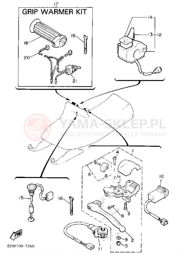 Schemat "Kierownica i osprzęt" do Yamaha SRV SR540M
