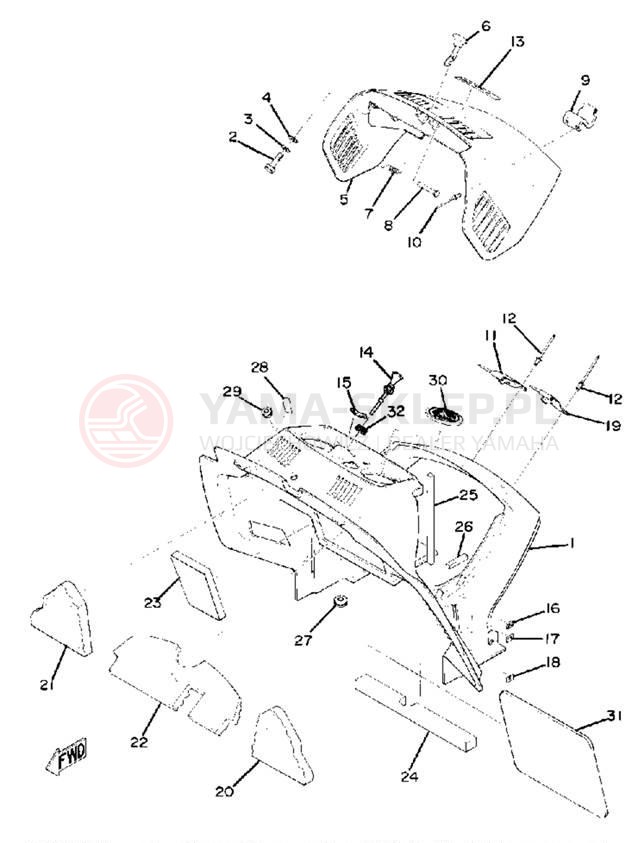 Schemat "ENGINE COWL" do Yamaha PR440