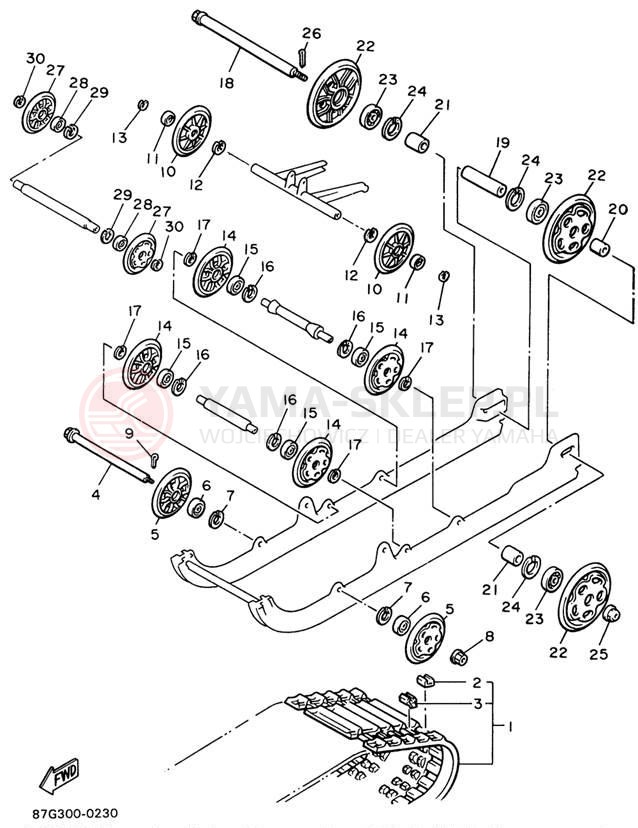 Schemat "Zawieszenie gąsiennicy" do Yamaha PHAZER II PZ480W